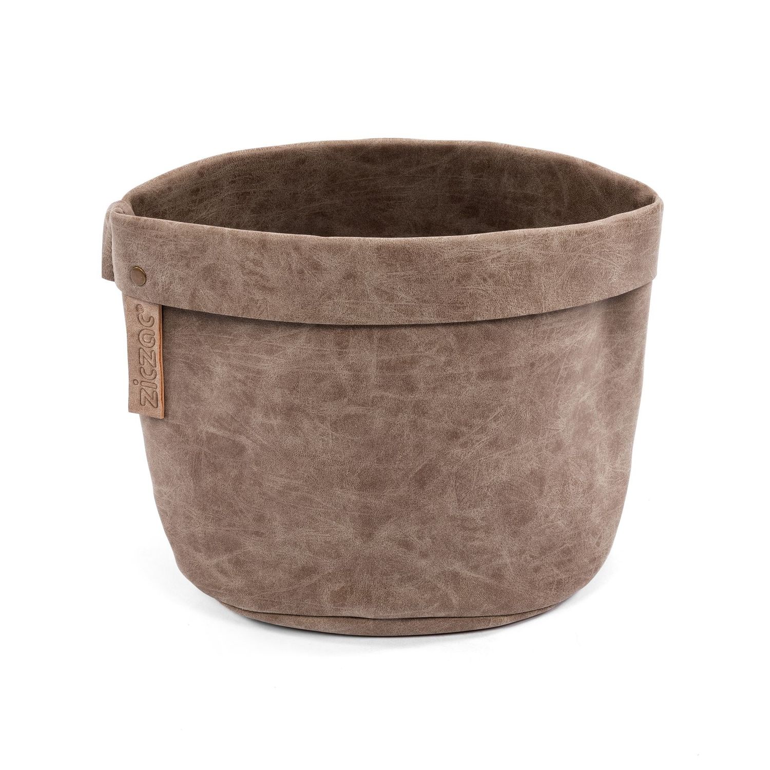 Eco-leather Table Basket 20x20x24 cm Brown - Tirolix