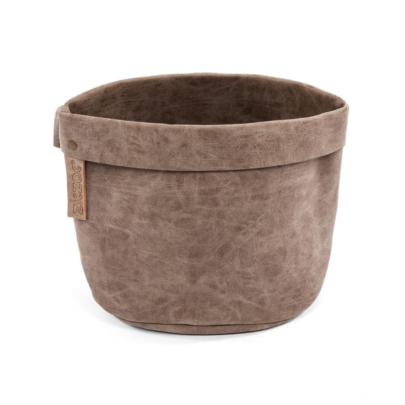 Eco-leather Table Basket 20x20x24 cm Brown - Tirolix