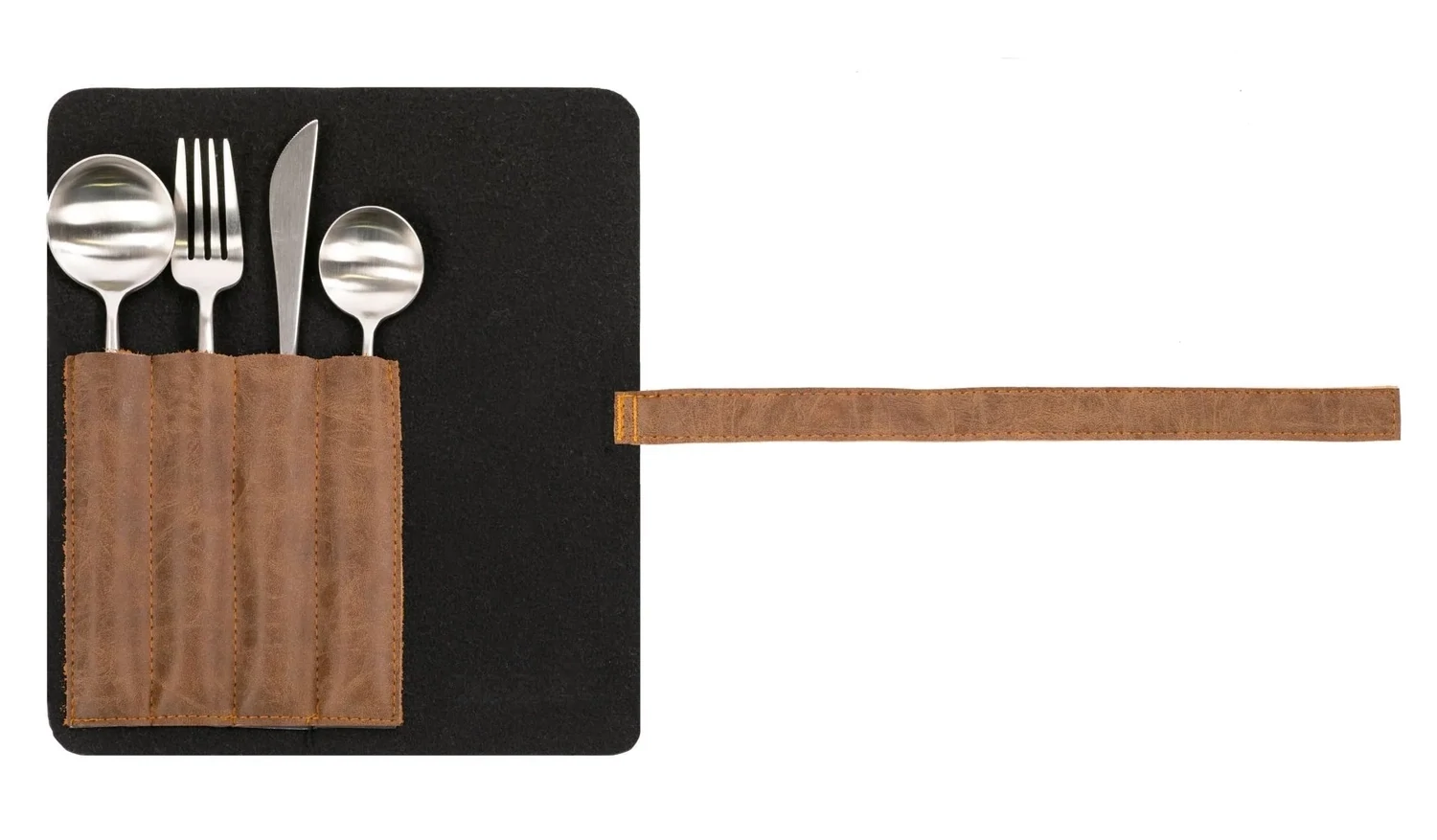 Eco-leather Cutlery Holder 2 Pcs. 22.5x26 cm Light Brown - Tirolix