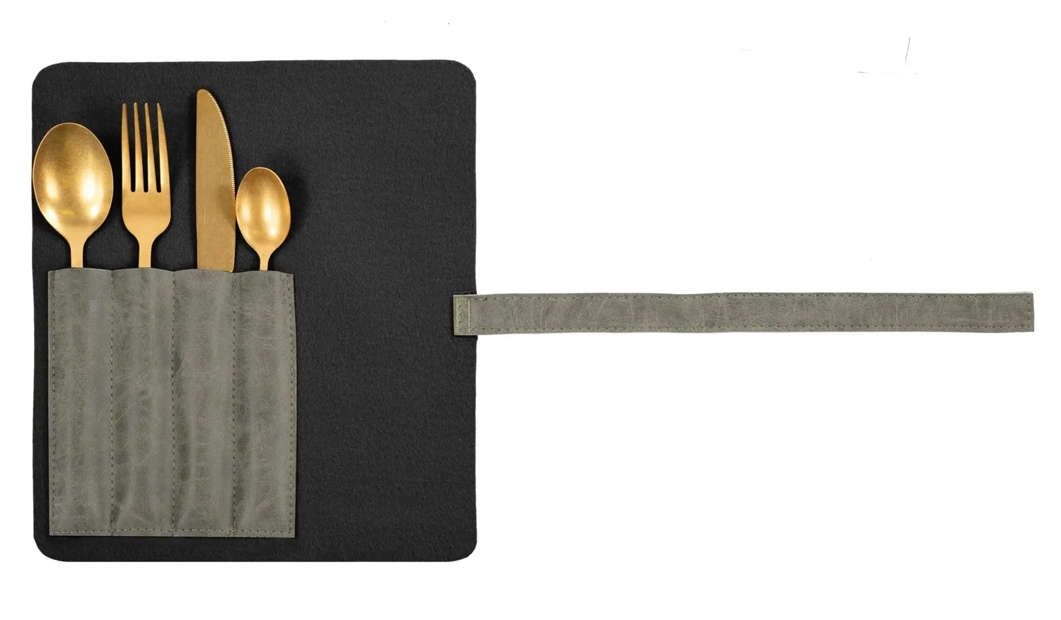 Cutlery Holder Faux Leather 2 Pcs. 22.5x26 cm Gray - Tirolix