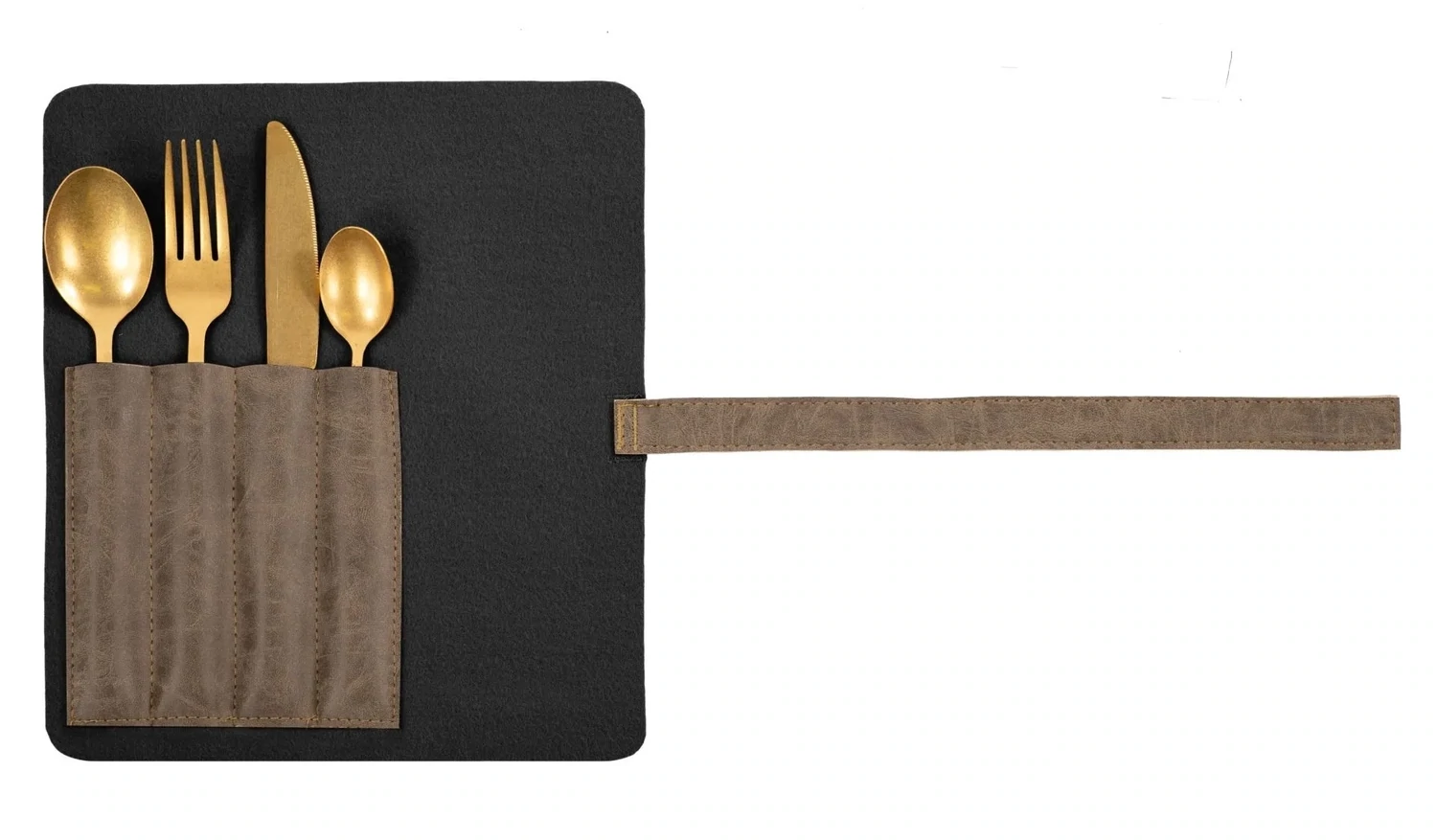 Cutlery Holder Faux Leather 2 Pcs. 22.5x26 cm Brown - Tirolix