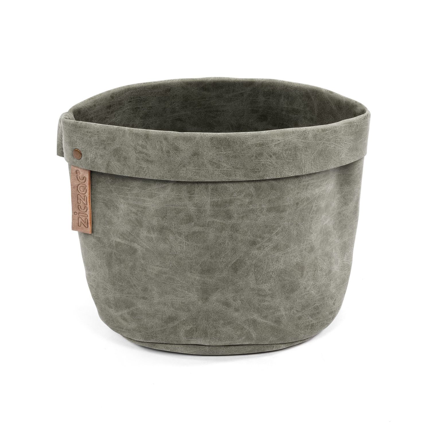 Eco-leather Table Basket 20x20x24 cm Grey - Tirolix