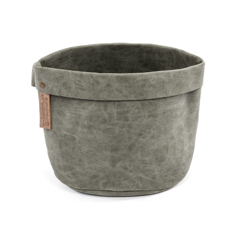 Eco-leather Table Basket 20x20x24 cm Grey - Tirolix