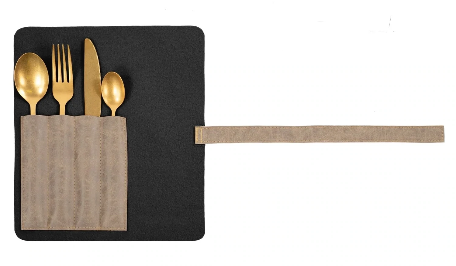 Cutlery Holder Faux Leather 2 Pcs. 22.5x26 cm Taupe - Tirolix