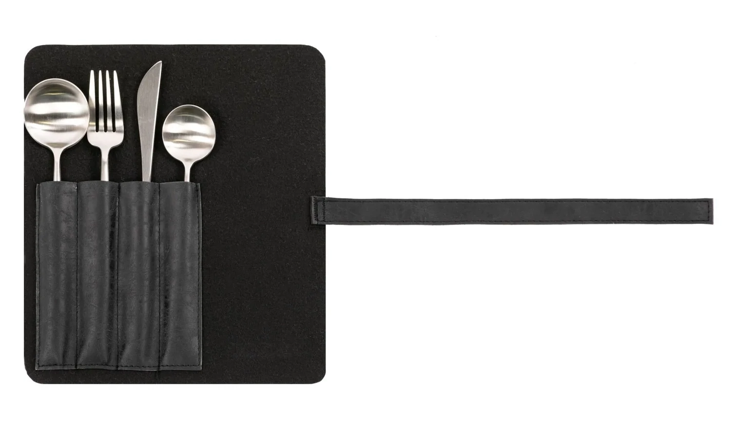 Cutlery Holder Faux Leather 2 Pcs. 22.5x26 cm Black - Tirolix