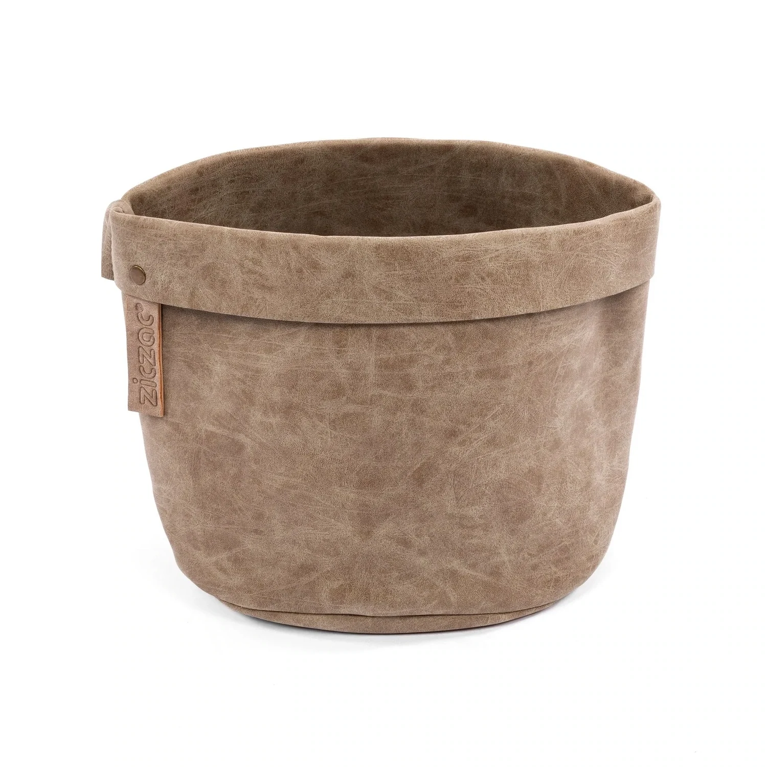 Light Brown Faux Leather Table Basket 20x20x24 cm - Tirolix