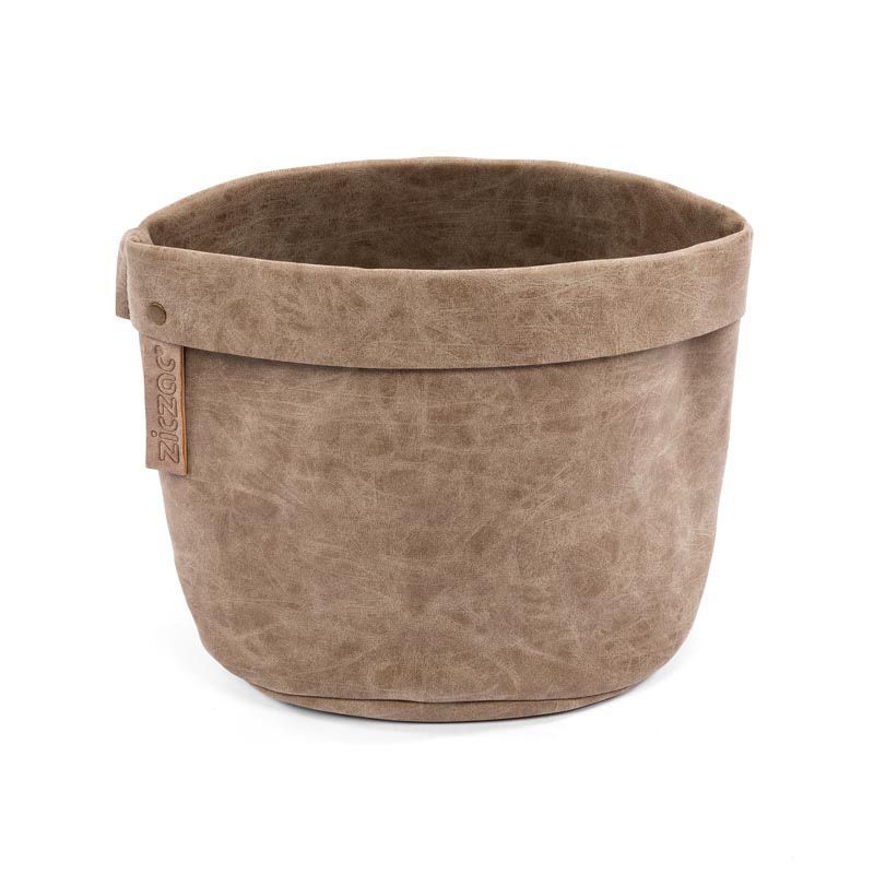 Light Brown Faux Leather Table Basket 20x20x24 cm - Tirolix