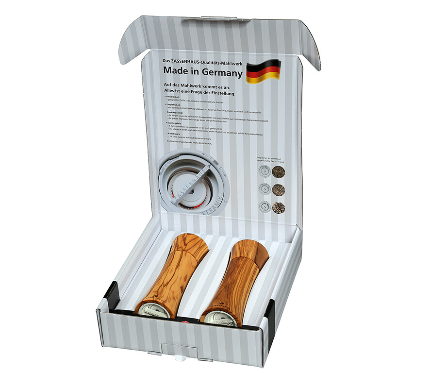 Set of pepper and salt mills in olive wood 18 cm Frankfurt - Zassenhaus