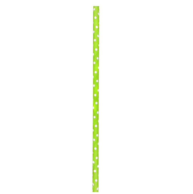 Set mit 3000 Stück - Grüne Strohhalme mit weißen Punkten 0,6 x 0,6 x 19,7 cm - Firstpack