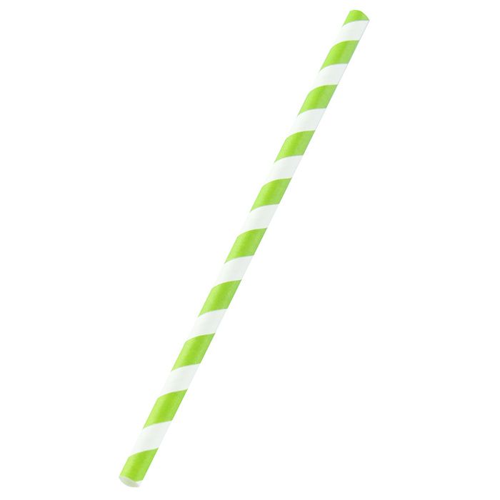 Set of 3000 pieces - Fluorescent green and white straw 0.6 x 0.6 x 19.7 cm - Firstpack