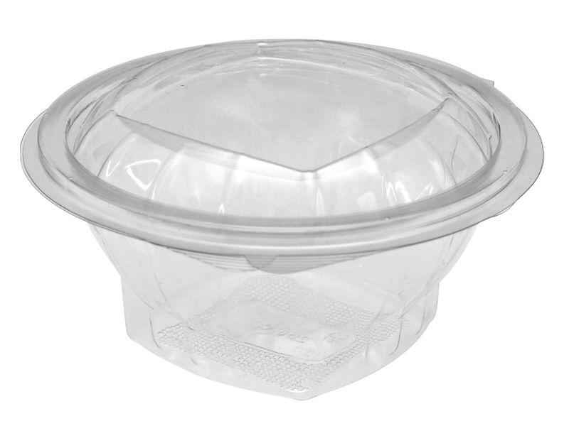 Set mit 200 Stück - Runde Plastik-Salatschüssel mit befestigtem Deckel 750 ml - Firstpack