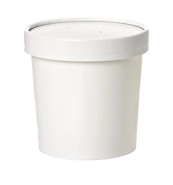 Set of 250 pieces - White Soup Container with Lid 350 ml - Firstpack