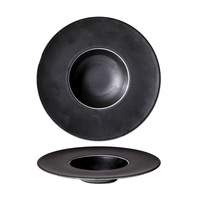 25 cm Saturno Nero Angry gourmet deep plate for professional horeca use