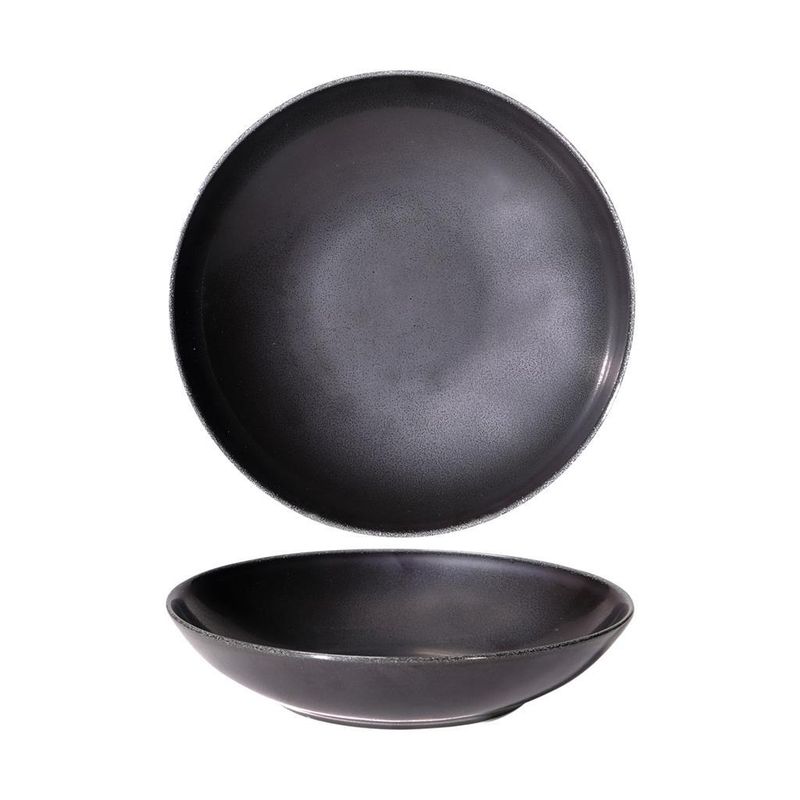 24 cm Saturno Nero Angry porcelain deep plate for professional horeca use