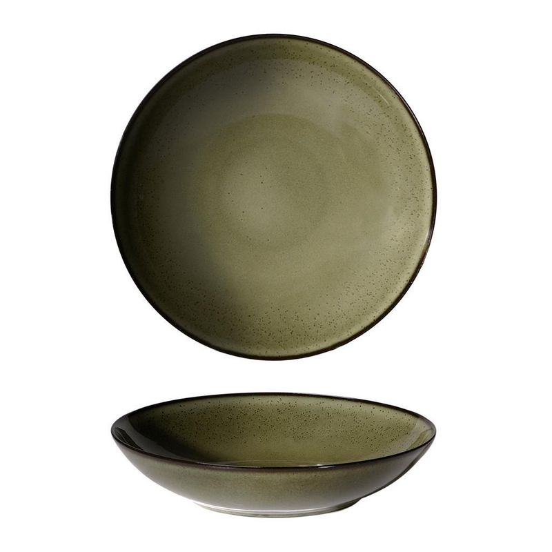 24 cm Saturno Ambitious green porcelain deep plate for professional horeca use