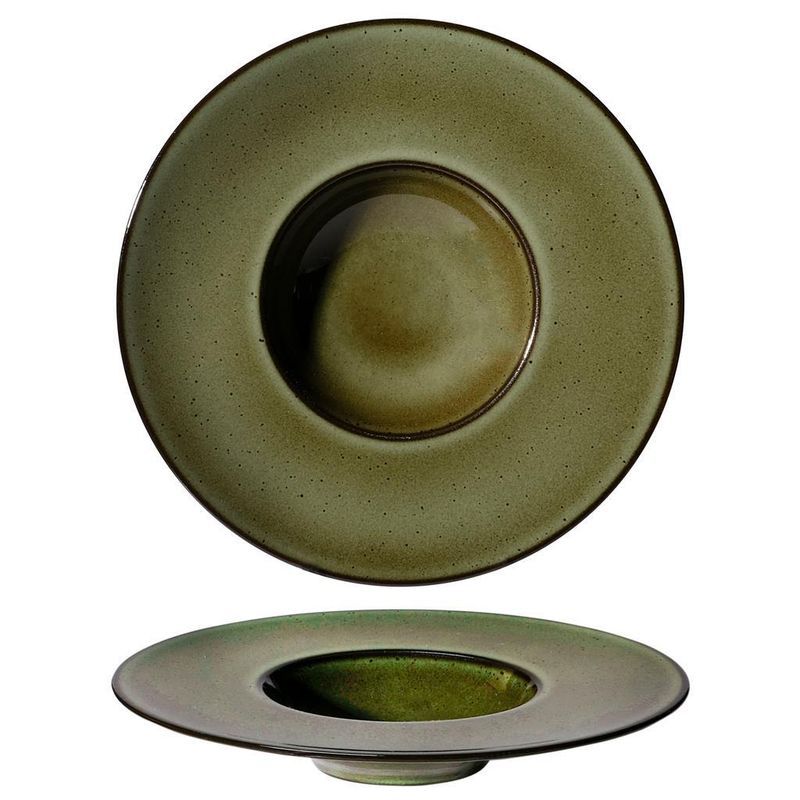 29 cm Saturno Ambitious green porcelain pasta bowl for professional horeca use