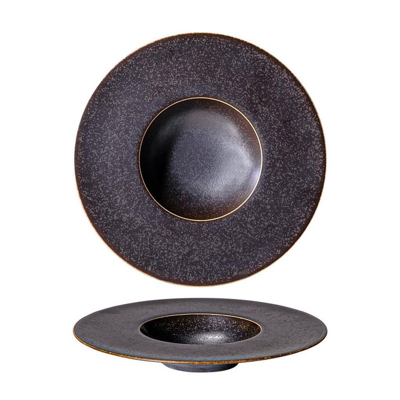 25 cm Saturno Powerful brown gourmet deep plate for professional horeca use