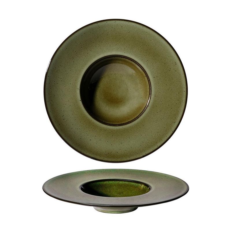 25 cm Saturno Ambitious green gourmet deep plate for professional horeca use