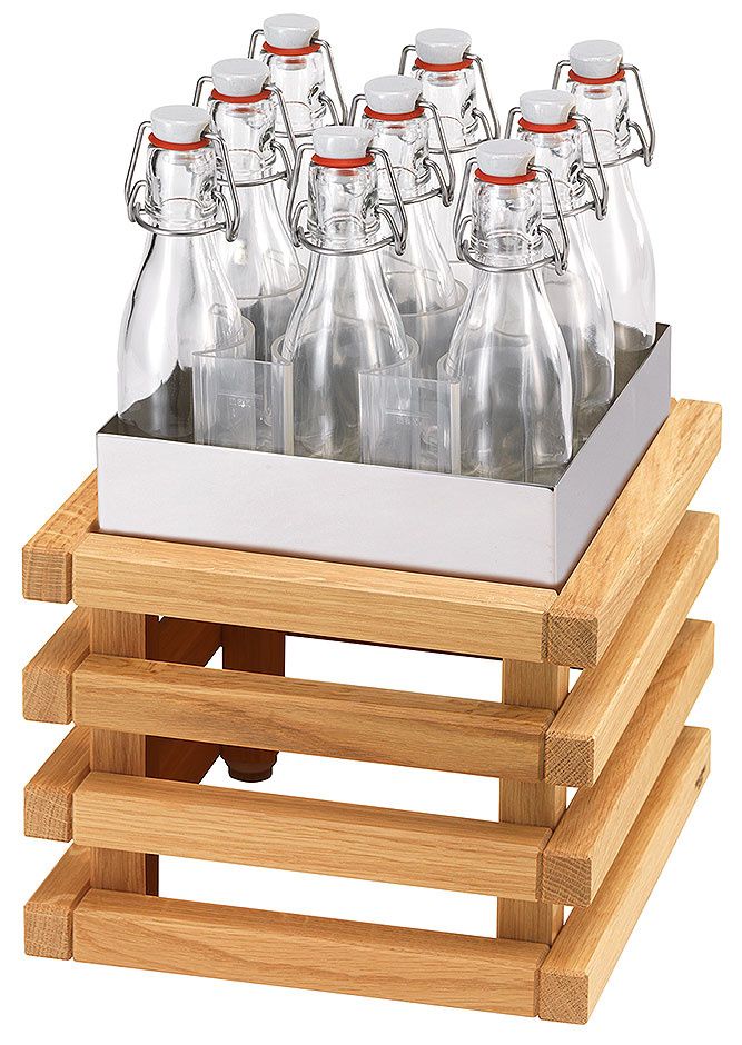 Beverage Set L h 36 cm 9 Flip-Top Bottles, Cooling Fins Raiser Oak - Frilich