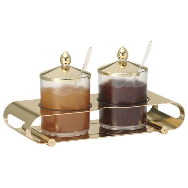 Jam Bar Duo 2 Container with Stainless Steel Lid and Base, Gold-Plated Unison - Frilich