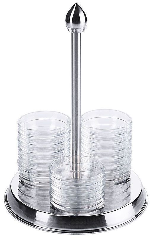 Bowl Holder Mini made of Stainless Steel with 30 Glass Bowls (d 60 mm) Unison - Frilich