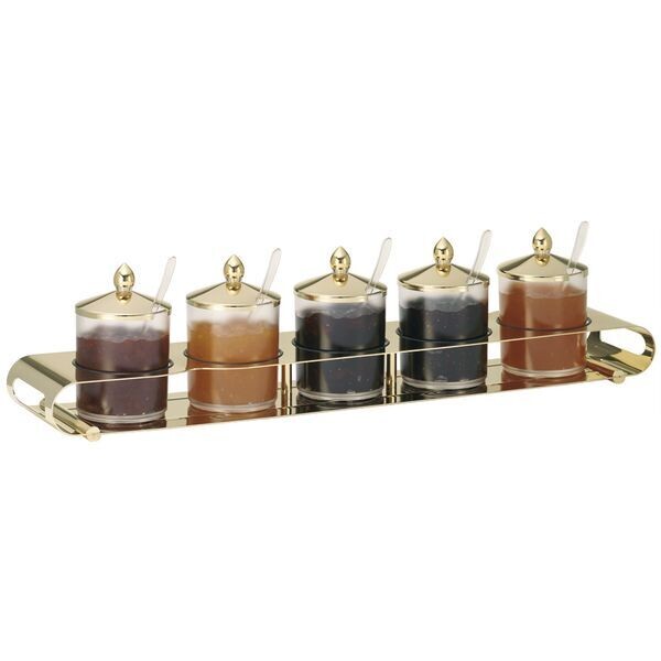 Jam Bar Quintet 5 Container with Stainless Steel Lid and Base, Gold-Plated Unison - Frilich