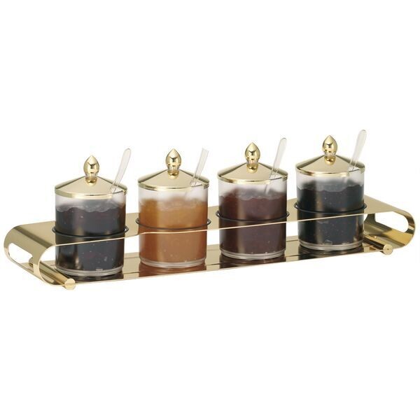 Jam Bar Quadro 4 Container with Stainless Steel Lid and Base, Gold-Plated Unison - Frilich
