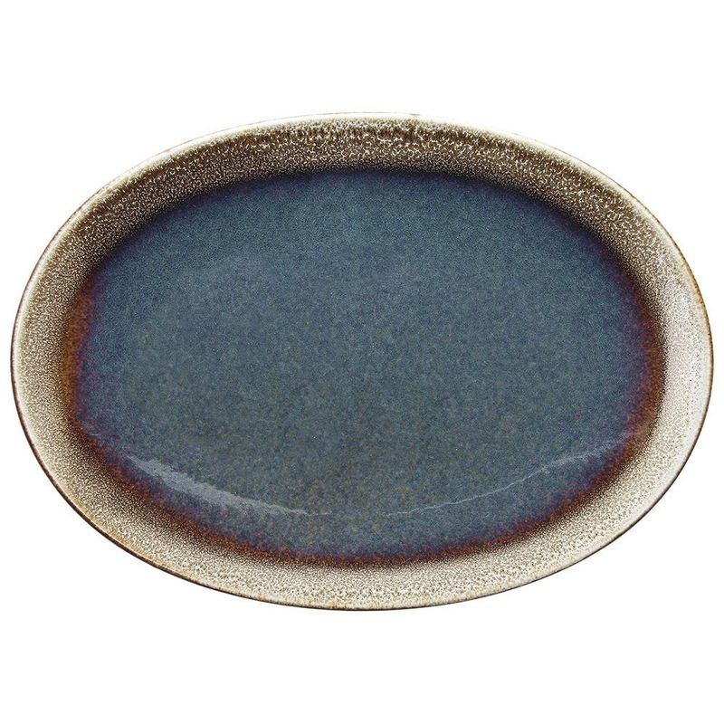 Oval Plate 36.5 x 26 cm Bloom Blue and Brown - Tognana