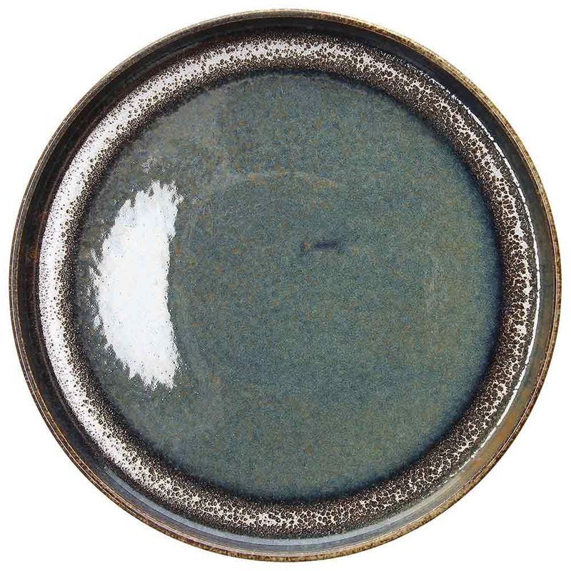 Plate Edge 20 cm Bloom Blue and Brown - Tognana