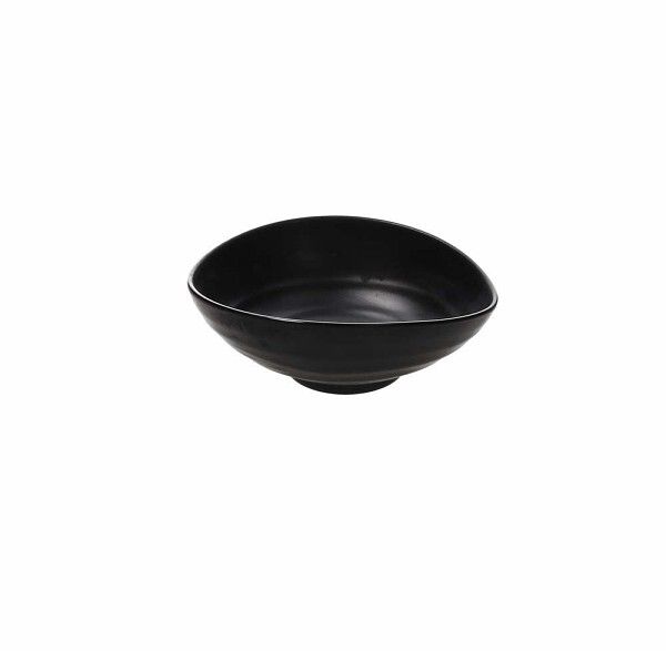 Oval Bowl with Foot 24 cm Black Show Plate - Tognana