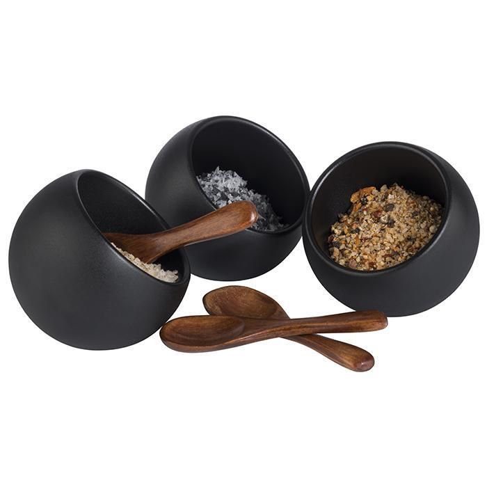 Serving Set with 3 Bowls "Moon" 8 cm Black - APS