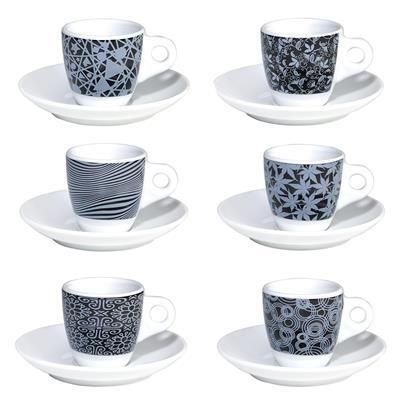 Inker set 6 espresso cups 8 cl Sofia geometric porcelain horeca