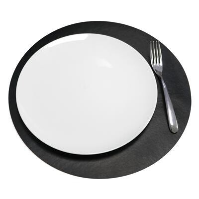 Set of 4 Round Placemats 38 cm Tan/Black Colour - Tirolix
