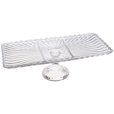 Alzata rettangolare 3 scomparti 37,5×18 cm vetro Tirolix Cloud per dolci horeca

