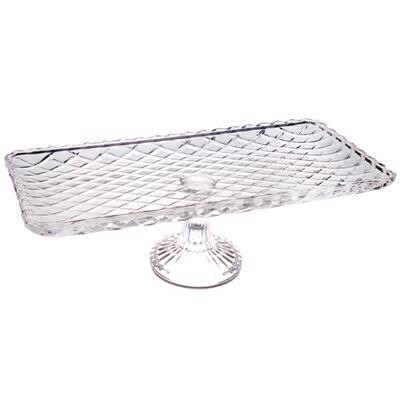 Alzata rettangolare diamante 37,5×18 cm vetro Tirolix Cloud per dolci e buffet horeca

