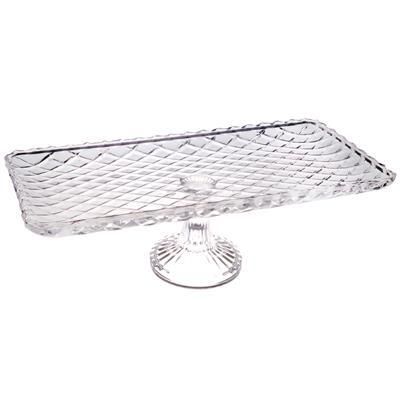 Tirolix diamond rectangular cake stand 37.5×18 cm glass Cloud for horeca desserts and buffets

