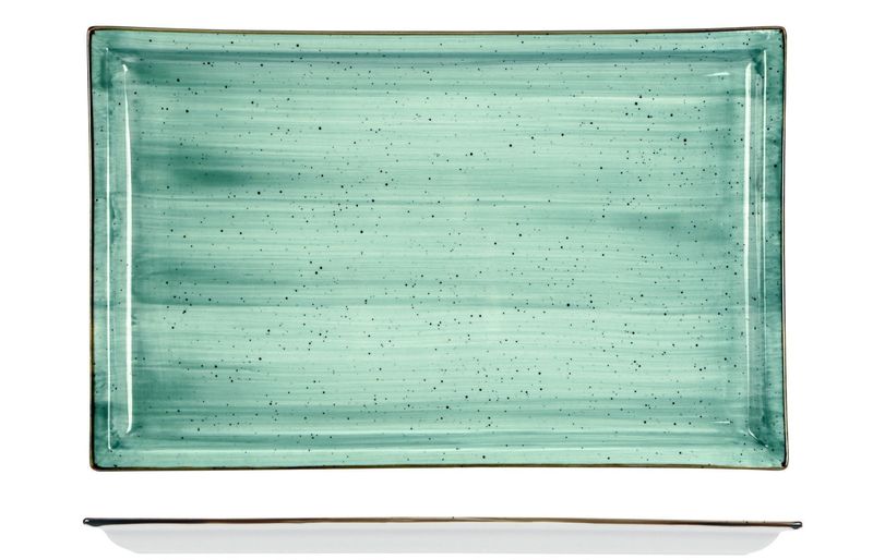 Lioness rectangular plate 36.5x23 cm green porcelain