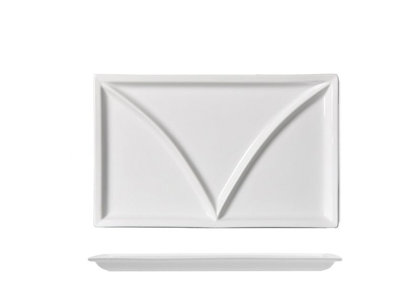 Lioness rectangular plate 36.5x23 cm in white porcelain Justwhite