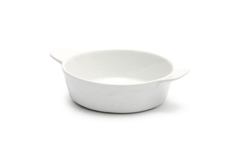 Lioness round mini casserole 13.8x3.8 cm in white glazed porcelain Justwhite