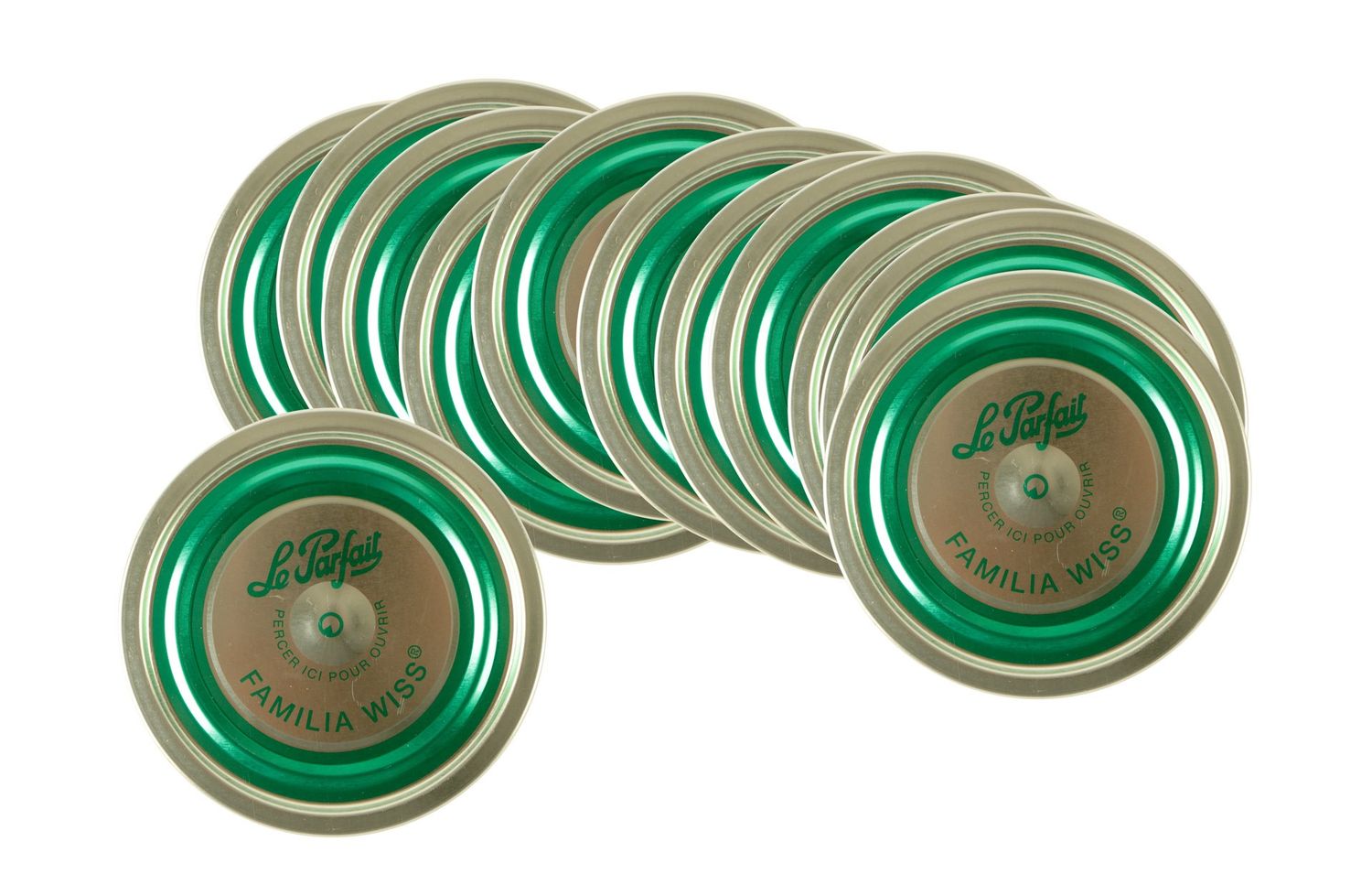 Le Parfait 10cm steel capsules for Familia Wiss pots, pack of 12