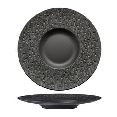 Flat Gourmet Plate 29 cm Moon Black - Güral Porselen