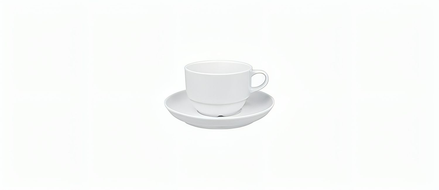 Stackable Coffee Cup 9 cl Delta White - Güral Porselen