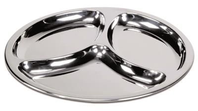 Piatto Ilsa inox 17 cm a 3 scomparti per mense e catering horeca