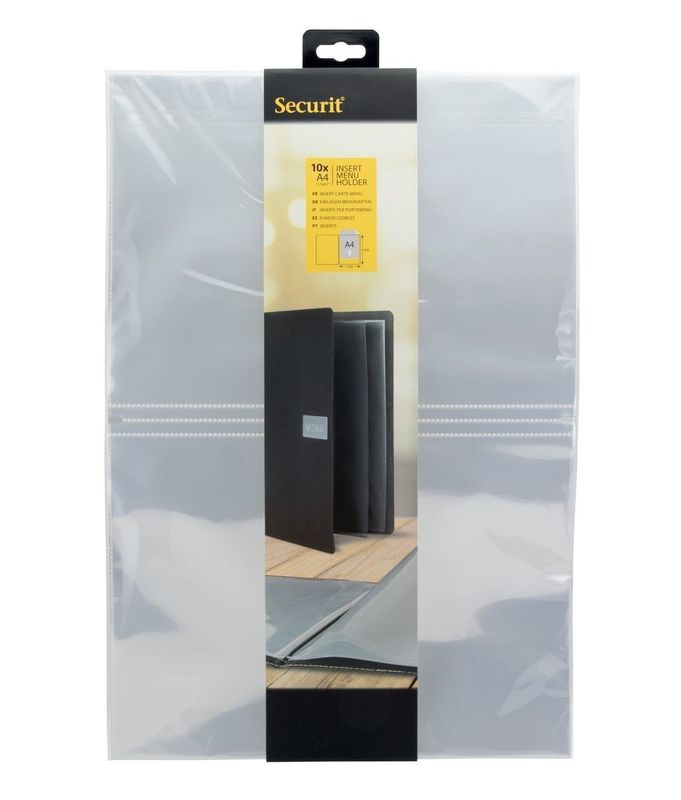 Set of 10 Transparent Double Inserts A4 21 x 29.7 cm - Securit