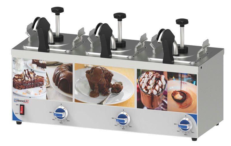 Sauce Dispenser with Pump and Heated Triple Spout - Casselin