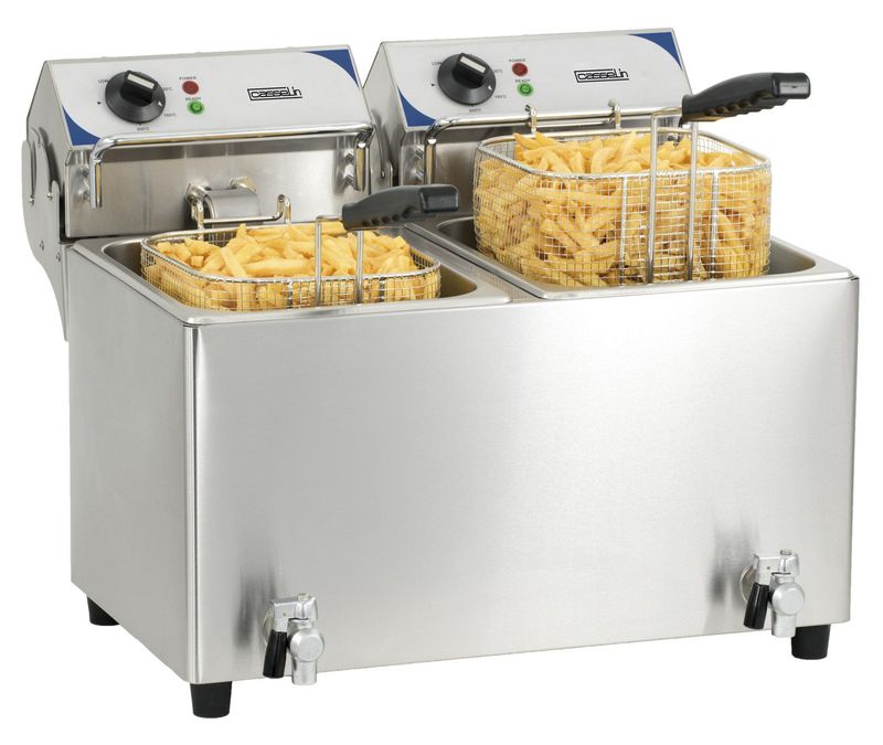 Elektrische Fritteuse mit Ölablass 2 x 7 l - Casselin