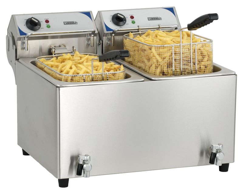 Elektrische Fritteuse mit Ölablass 2 x 10 l - Casselin