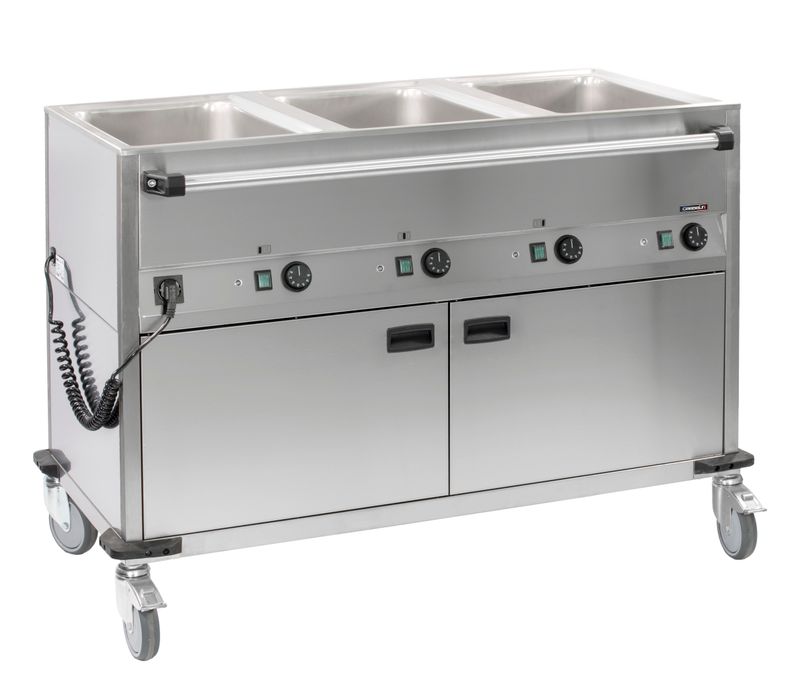 Cross Bain - Marie Trolley with Heated Horizontal Base 3 x GN 1/1 - Casselin