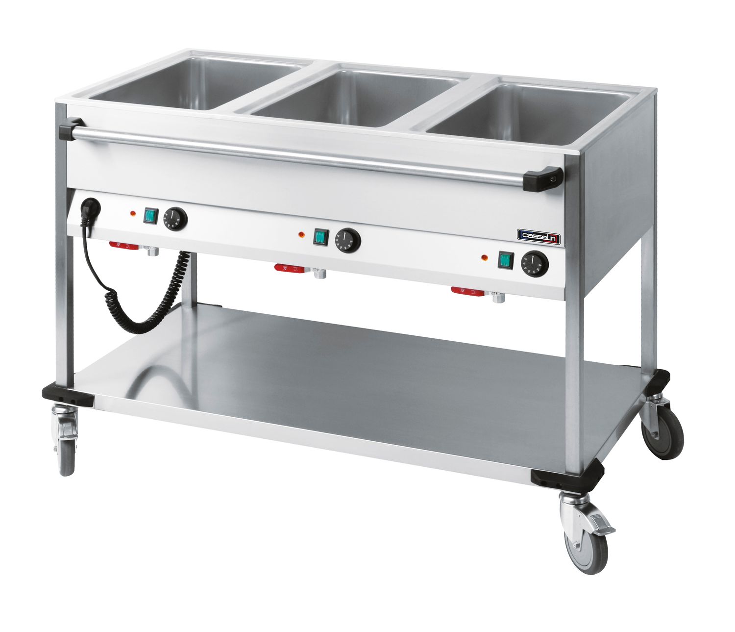 Bain - Marie Cart with 3 Horizontal Tanks 3 x GN 1/1 - Casselin