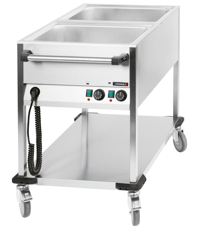 Bain - Marie Trolley with 2 Vertical Tanks 2 x GN 1/1 - Casselin